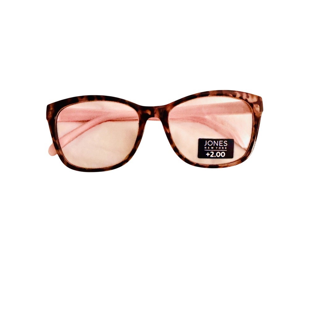 Jones New York‎ Reading Glasses +2.00 Brown Tortoise Pink Rectangular Frames